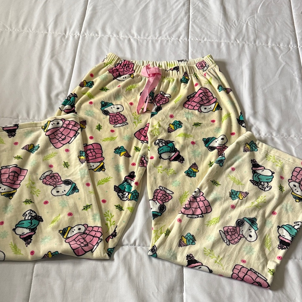 Peanuts Women's Pajama Pants - Cream with Cartoon Print